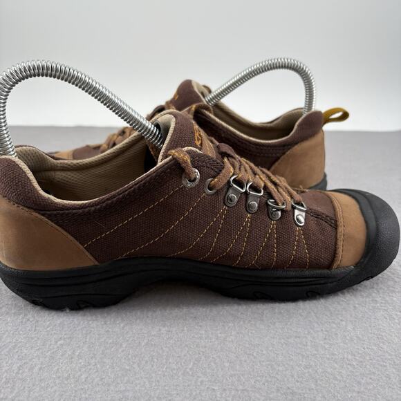 Keen Womens Shoes Size 8.5M Brown Canvas Hiking Sneaker Oxford Lace UP Fashion - Picture 13 of 15